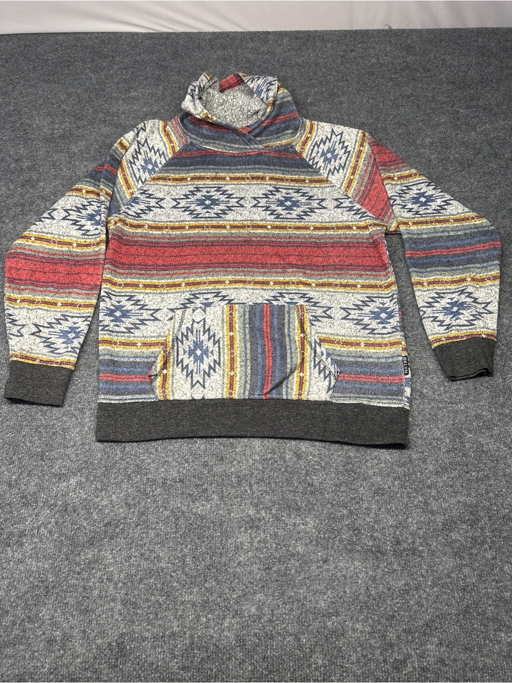 Men's Multicolor Patterned Turtleneck Sweater - Red/Blue/Cream